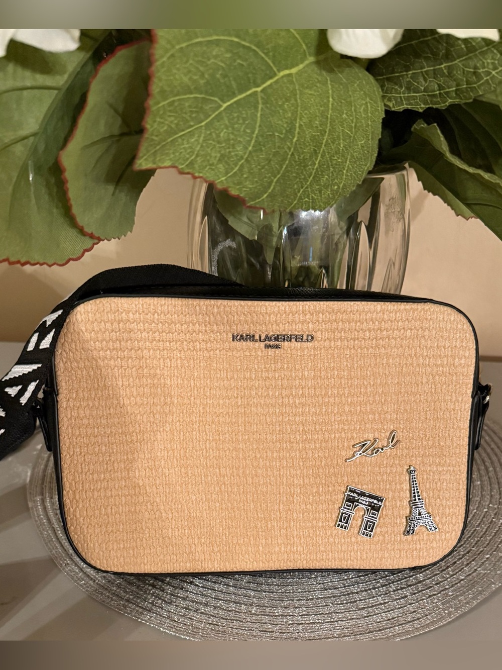 Kar! Lagerfeld Paris Maybelle crossbody camera bag w/Paris embellishments